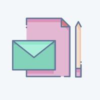 Icon Stationery. related to Creative Concept symbol. doodle style. simple design editable. simple illustration vector