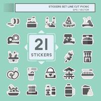 Sticker line cut Set Picnic. related to Holiday symbol. simple design editable. simple illustration vector