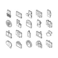 Digital Device Detox Collection isometric icons set vector