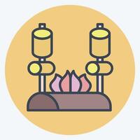 Icon Bonfire. related to Picnic symbol. color mate style. simple design editable. simple illustration vector