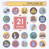 Icon Set Picnic. related to Holiday symbol. color mate style. simple design editable. simple illustration vector