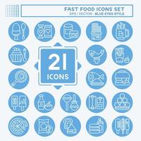 Icon Set Fast Food. related to Restaurant symbol. blue eyes style. simple design editable. simple illustration vector