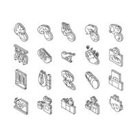 Meat Factory Product Collection isometric icons set vector