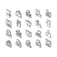 Introduction Speech Collection isometric icons set vector