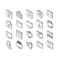 Not Found Web Page Collection isometric icons set vector