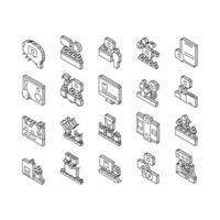 Industrial Process Collection isometric icons set vector