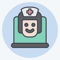 Icon Online Doctor. related to Medical symbol. color mate style. simple design editable. simple illustration vector