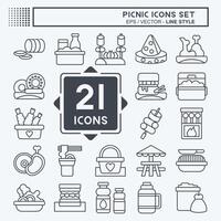 icono conjunto picnic. relacionado a fiesta símbolo. línea estilo. sencillo diseño editable. sencillo ilustración vector