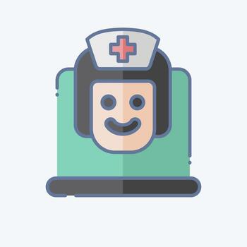 Icon Online Doctor. related to Medical symbol. doodle style. simple design editable. simple illustration vector