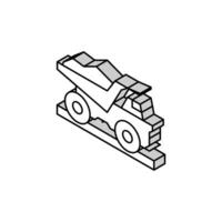 dump truck stone transportation isometric icon vector illustration