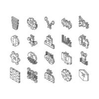 quantum technology data science isometric icons set vector