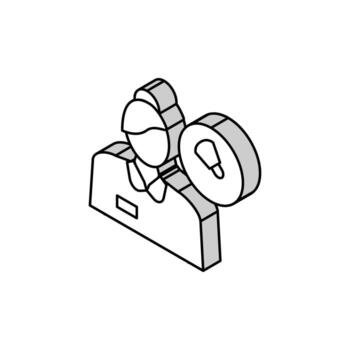 mucama limpieza Servicio empleado isométrica icono vector ilustración