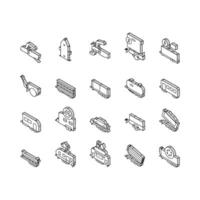 Trailer Transport Collection isometric icons set vector