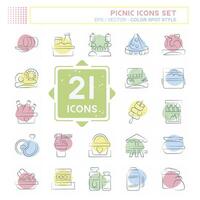 Icon Set Picnic. related to Holiday symbol. Color Spot Style. simple design editable. simple illustration vector