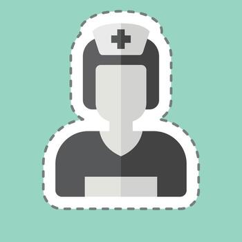 Sticker line cut Doctor. related to Medical symbol. simple design editable. simple illustration vector