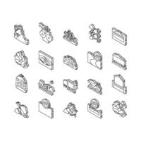 Crushed Stone Mining Collection isometric icons set vector