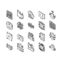 White Noise Hearing Collection isometric icons set vector