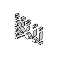 mathematical model neural network isometric icon vector illustration