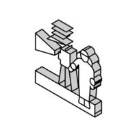 astronaut working with measuring equipment isometric icon vector illustration