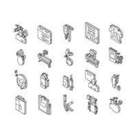 Anesthesiologist Tool Collection isometric icons set vector