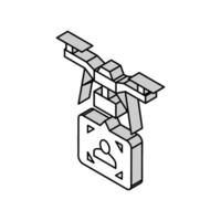 zumbido entrega y identificar con cara carné de identidad tecnología isométrica icono vector ilustración