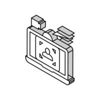 laptop video camera face id isometric icon vector illustration