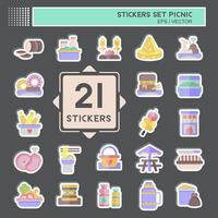 Sticker Set Picnic. related to Holiday symbol. simple design editable. simple illustration vector