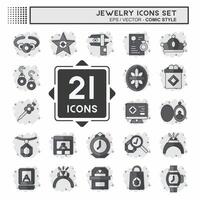 Icon Set Jewelry. related to Wedding symbol. comic style. simple design editable. simple illustration vector