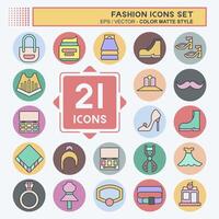 Icon Set Fashion. related to Beauty symbol. color mate style. simple design editable. simple illustration vector