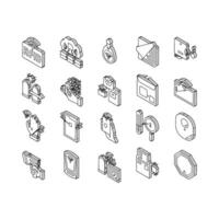 Rfid Chip Technology Collection isometric icons set vector