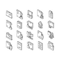 Allowance Finance Help Collection isometric icons set vector