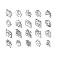 Ecosystem Environment Collection isometric icons set vector