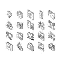 Optimize Operations Collection isometric icons set vector