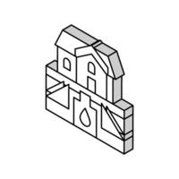 casa drenaje sistema y agua almacenamiento isométrica icono vector ilustración