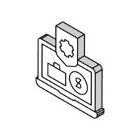 business laptop protect process isometric icon vector illustration