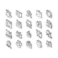 Vacation Rentals Place Collection isometric icons set vector