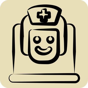 Icon Online Doctor. related to Medical symbol. hand drawn style. simple design editable. simple illustration vector