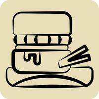 Icon Hamburger. related to Picnic symbol. hand drawn style. simple design editable. simple illustration vector