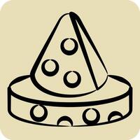 Icon Cheese. related to Picnic symbol. hand drawn style. simple design editable. simple illustration vector