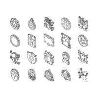 Astrological Objects Collection isometric icons set vector