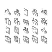 Land Property Business Collection isometric icons set vector