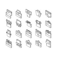 Plastic Card Payment Collection isometric icons set vector