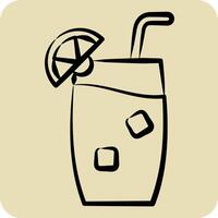 Icon Tom Collins. related to Cocktails,Drink symbol. hand drawn style. simple design editable. simple illustration vector