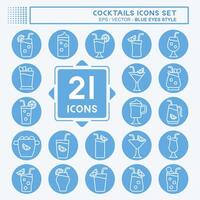 Icon Set Cocktails. related to Restaurants symbol. blue eyes style. simple design editable. simple illustration vector