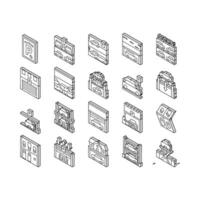 Underground Parking Collection isometric icons set vector