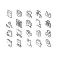 Law Justice Dictionary Collection isometric icons set vector