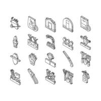 Gardening Equipment Collection isometric icons set vector