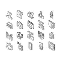 Semiconductor Manufacturing Plant isometric icons set vector