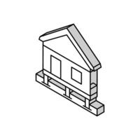 bungalow house isometric icon vector illustration