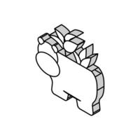 pot in hippopotamus form for house plant isometric icon vector illustration